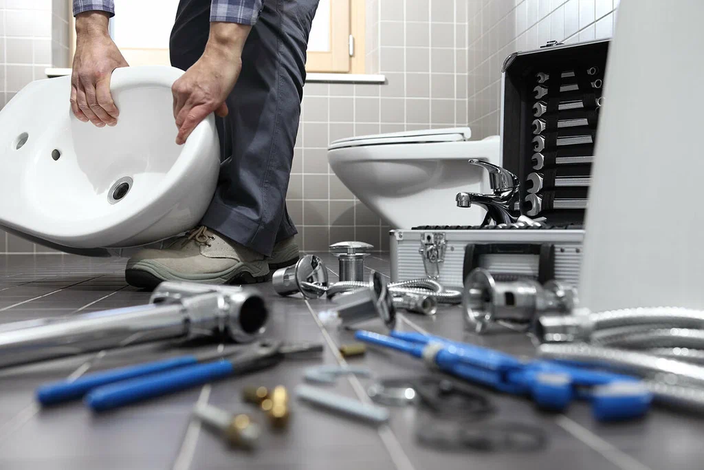 Plumbing tools prepared for a bathroom repair in Pensacola